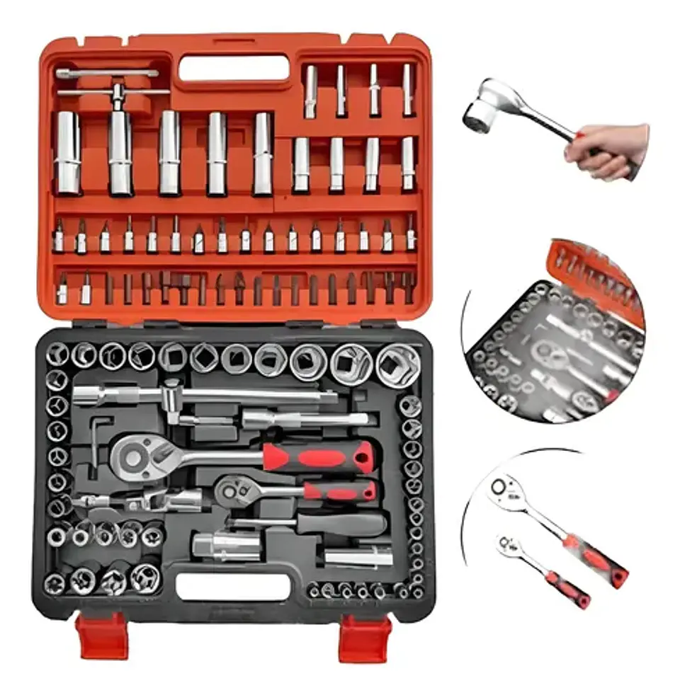 Juego De Dados Y Llaves Crique Osmao 108 Piezas Acero Cromado Con Maleta Negro 5