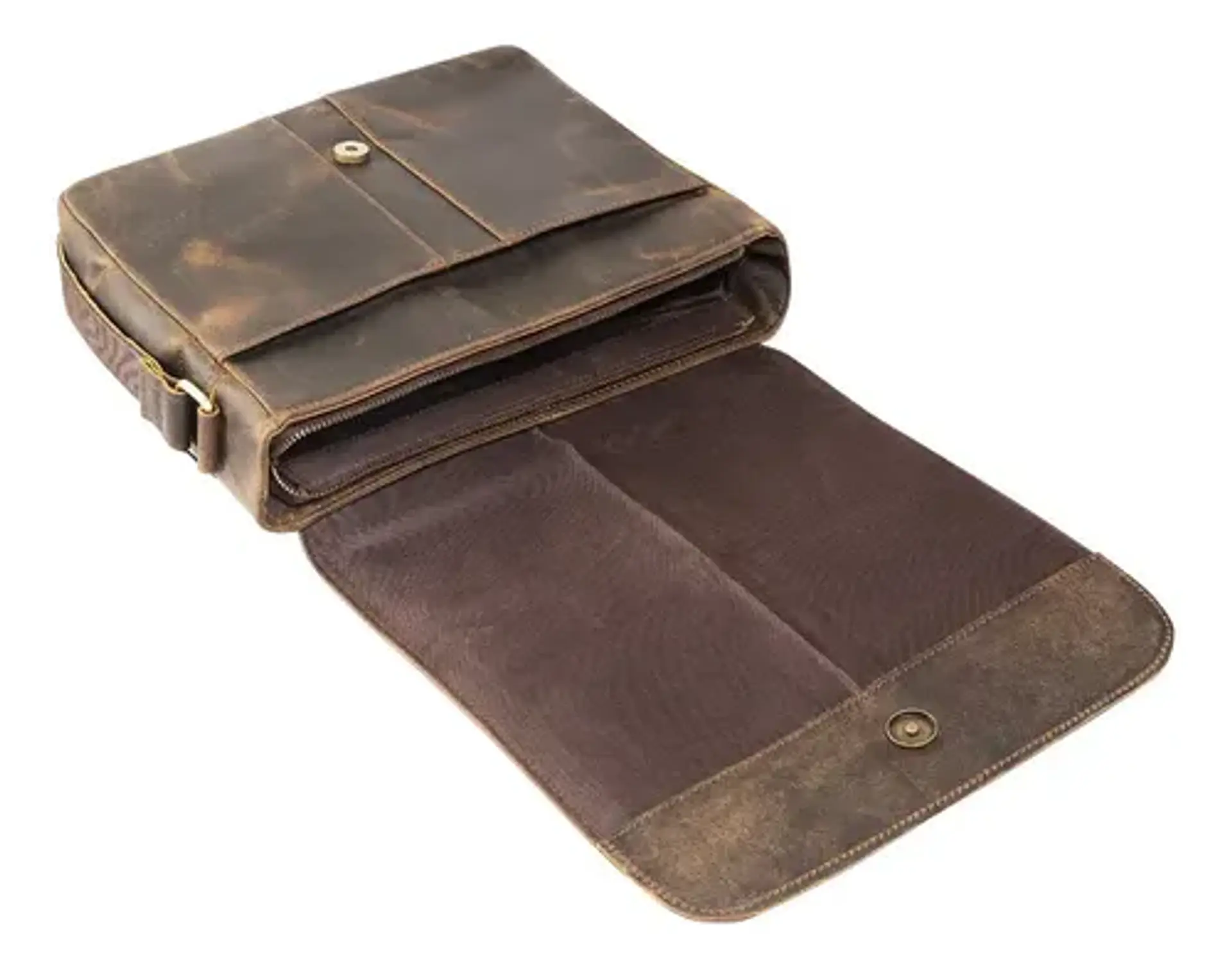 Bolso De Cuero Grueso Genuino Café Tipo Maletín Franz Mossi Color Marrón Oscuro 3