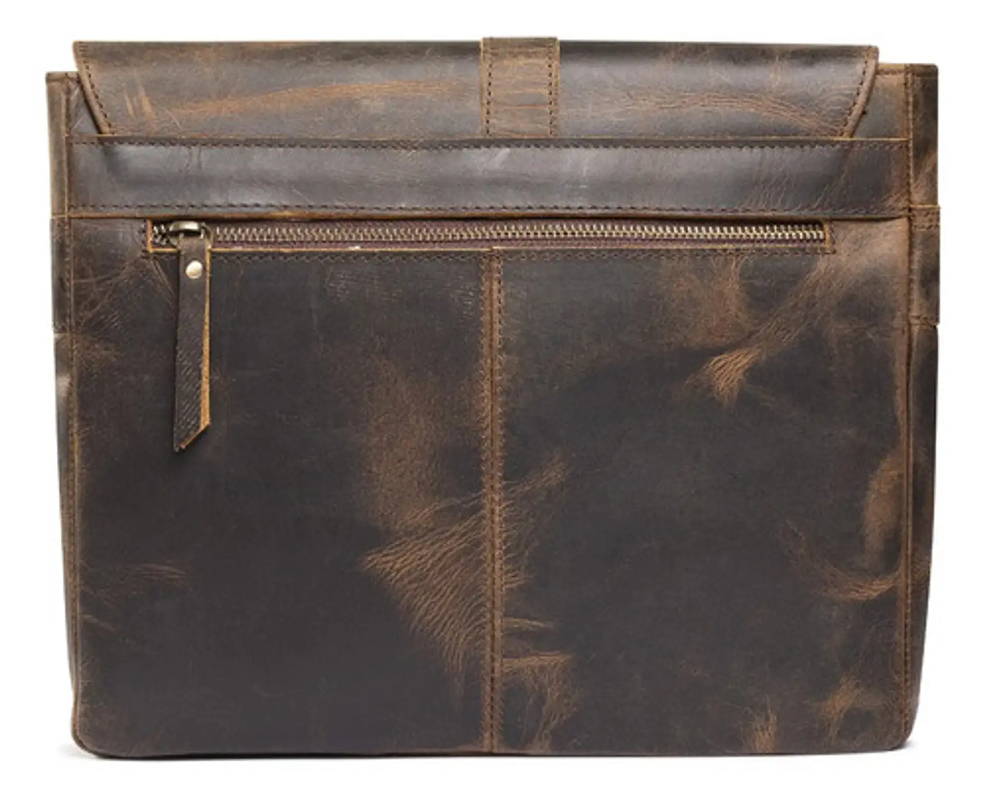 Bolso De Cuero Grueso Genuino Café Tipo Maletín Franz Mossi Color Marrón Oscuro 5