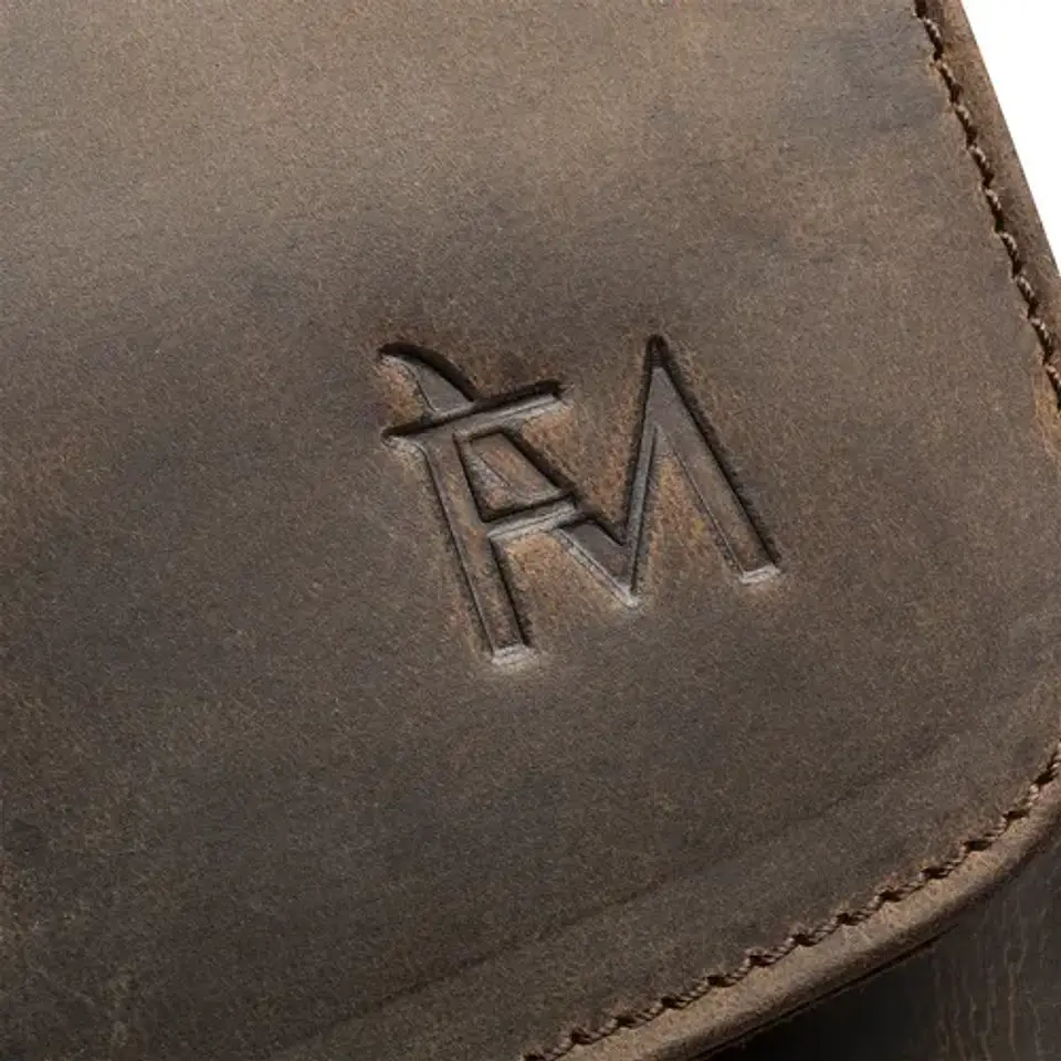 Bolso De Cuero Grueso Genuino Café Tipo Maletín Franz Mossi Color Marrón Oscuro 6