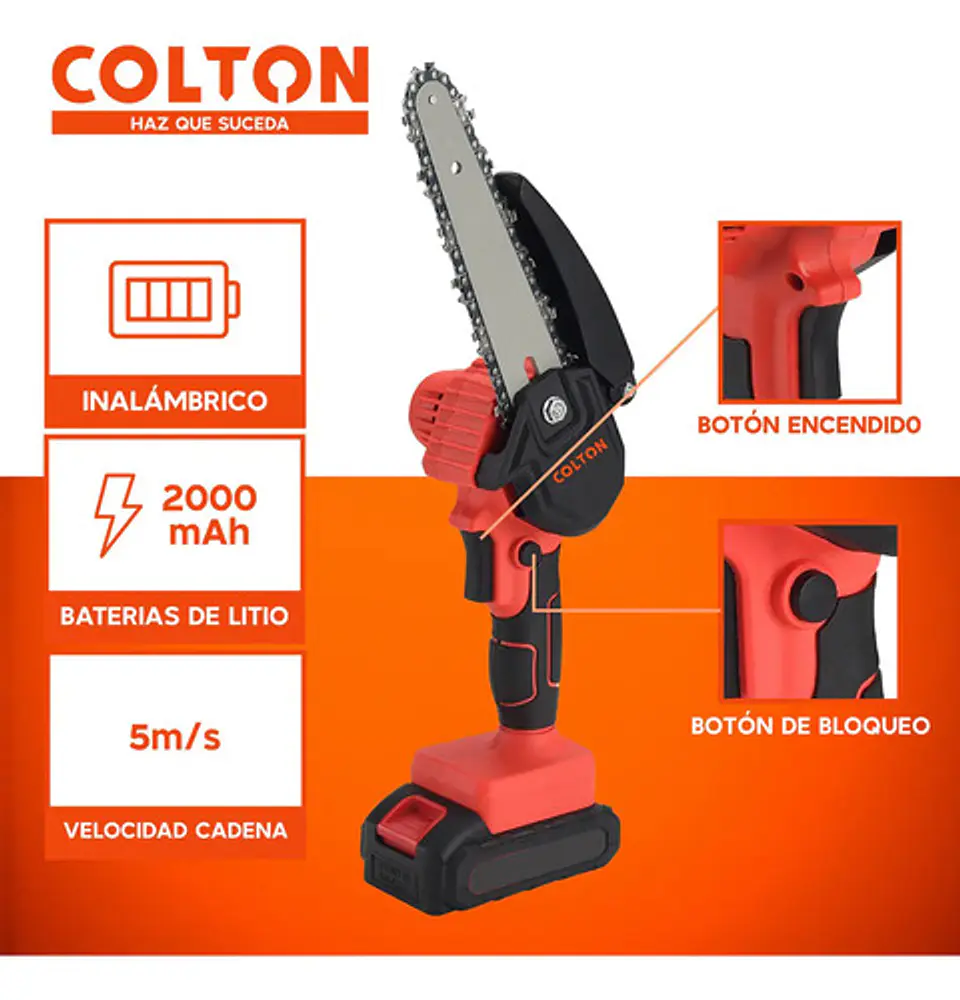 Sierra Eléctrica Multifuncional Colton Portatil 6 Pulgadas + 2 Baterías Recargables Negro 50 Hz/60 Hz 2