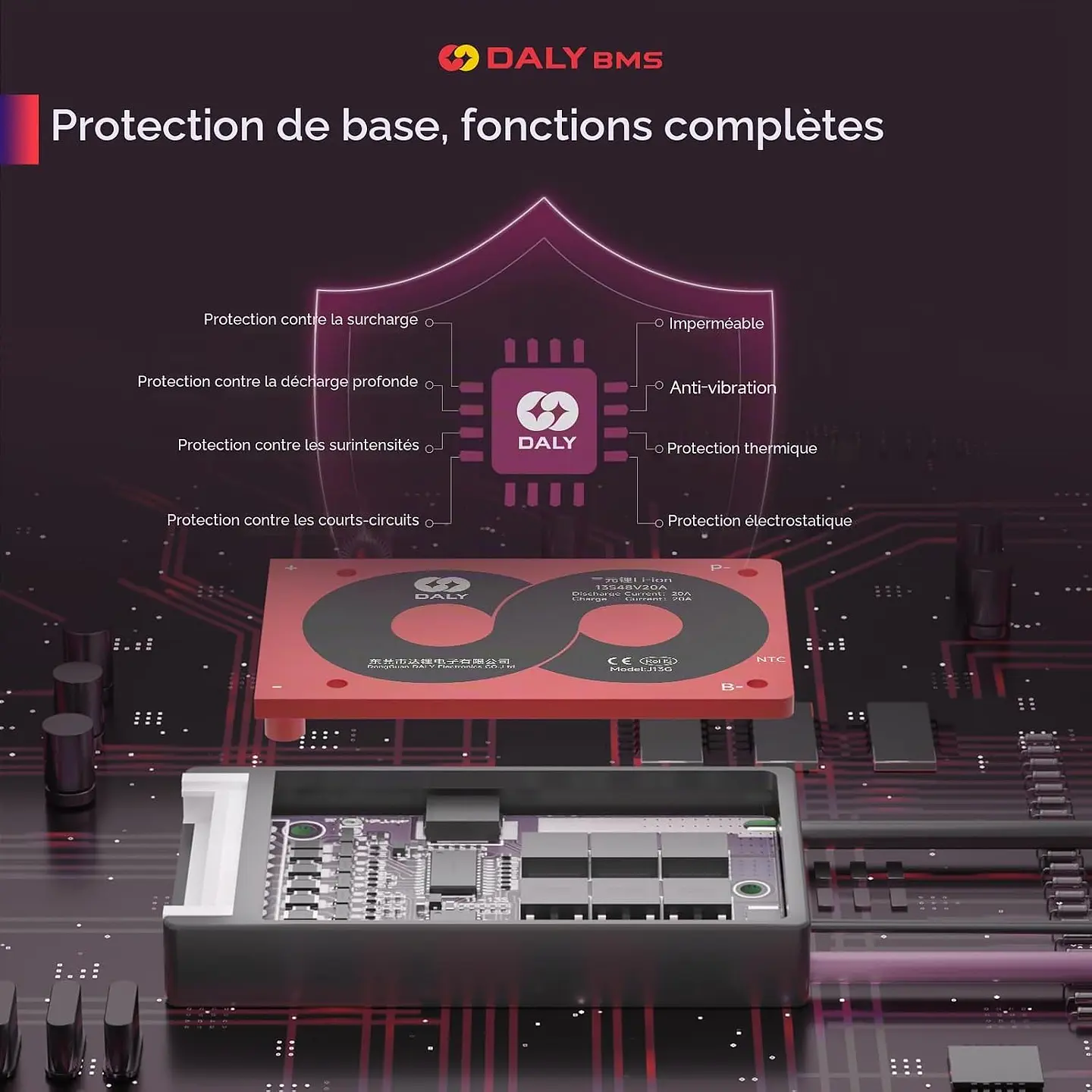 BMS 10S 36V 20A [DALY] Nouvelle generation 8