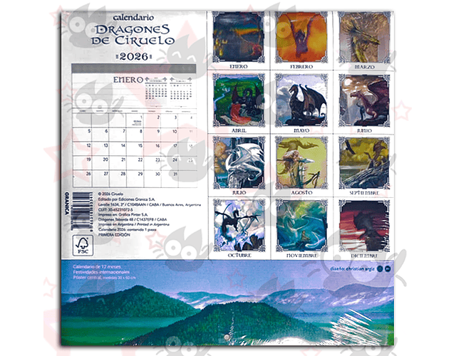 Calendario Dragones Ciruelo 2026