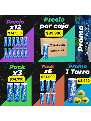Tarro de Pelotas Padel Babolat Court X3