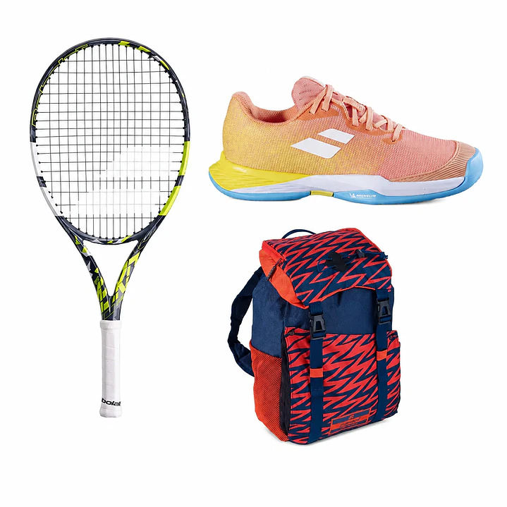 Pack Junior Babolat: Raqueta Pure Aero Jr 25 + Mochila Classic + Zapatillas Jet Mach 3 1