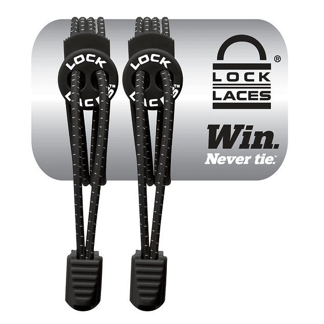 Cordón Elasticado Lock Laces Pack 2 Unidades Negro