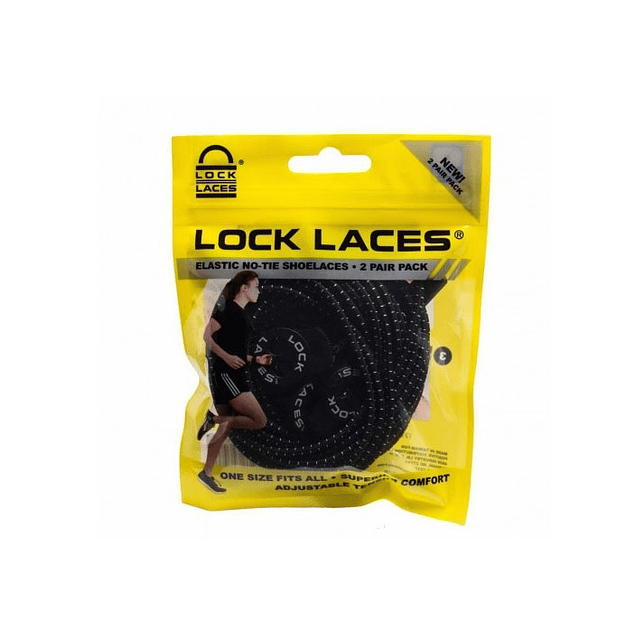 Cordón Elasticado Lock Laces Pack 2 Unidades Negro