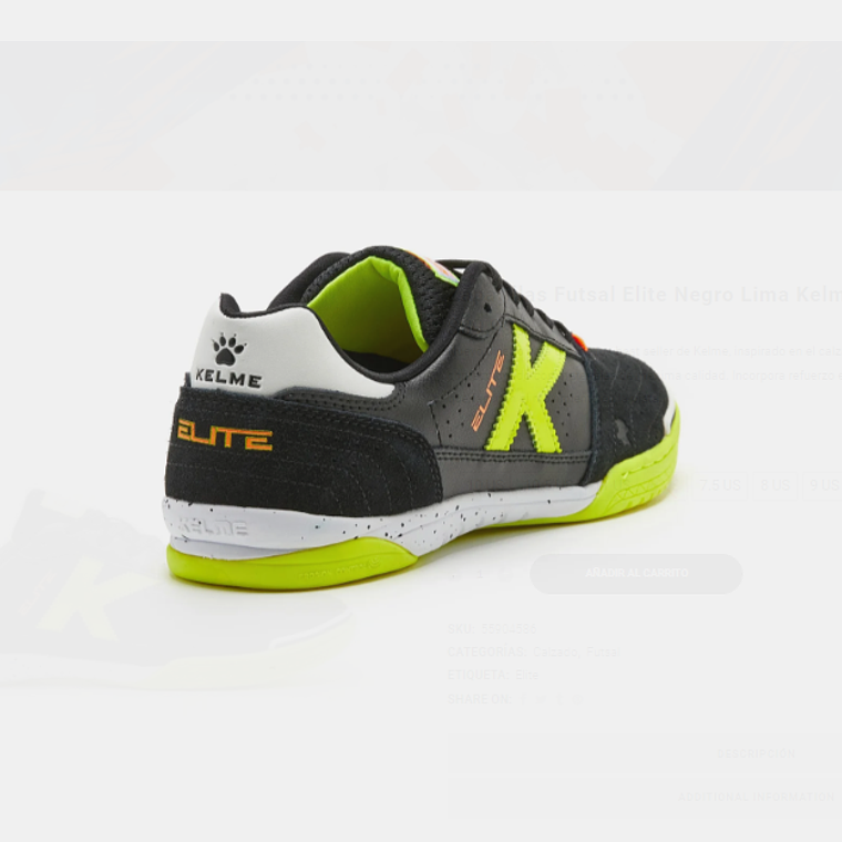 Zapatillas Futsal Elite Negro Lima Kelme 4