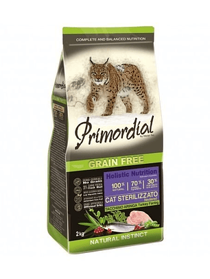 Primordial Sem Cereais Perú & Arenque p/ Gato Esterilizado 2Kg