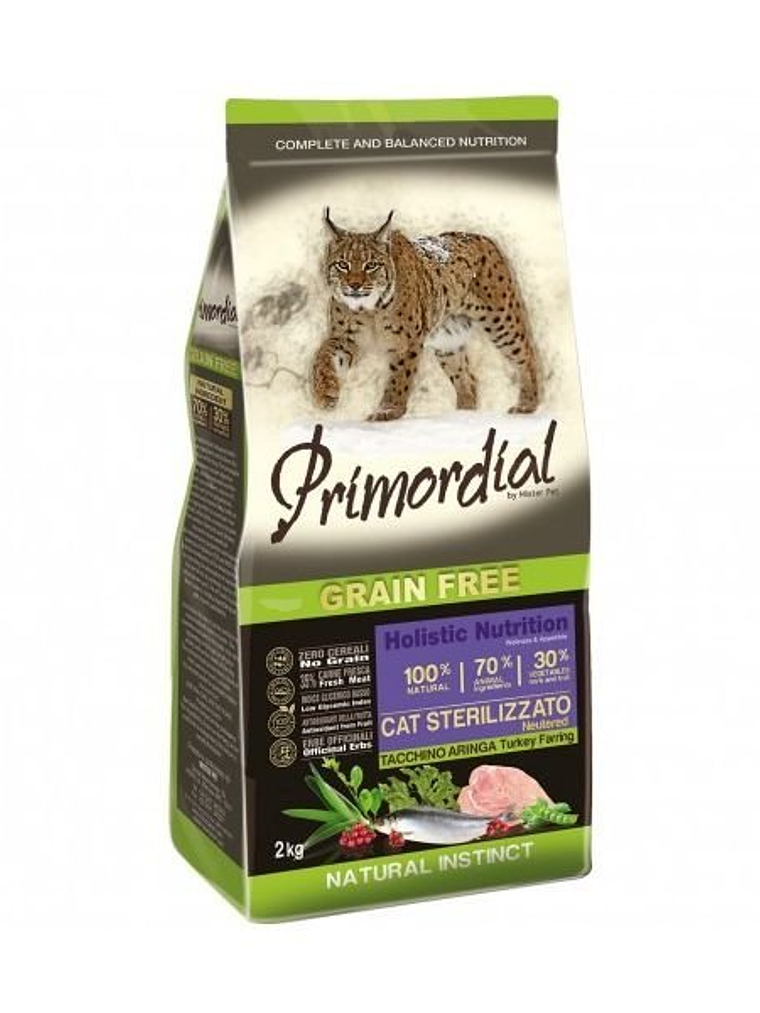 Primordial Sem Cereais Perú & Arenque p/ Gato Esterilizado 2Kg 1