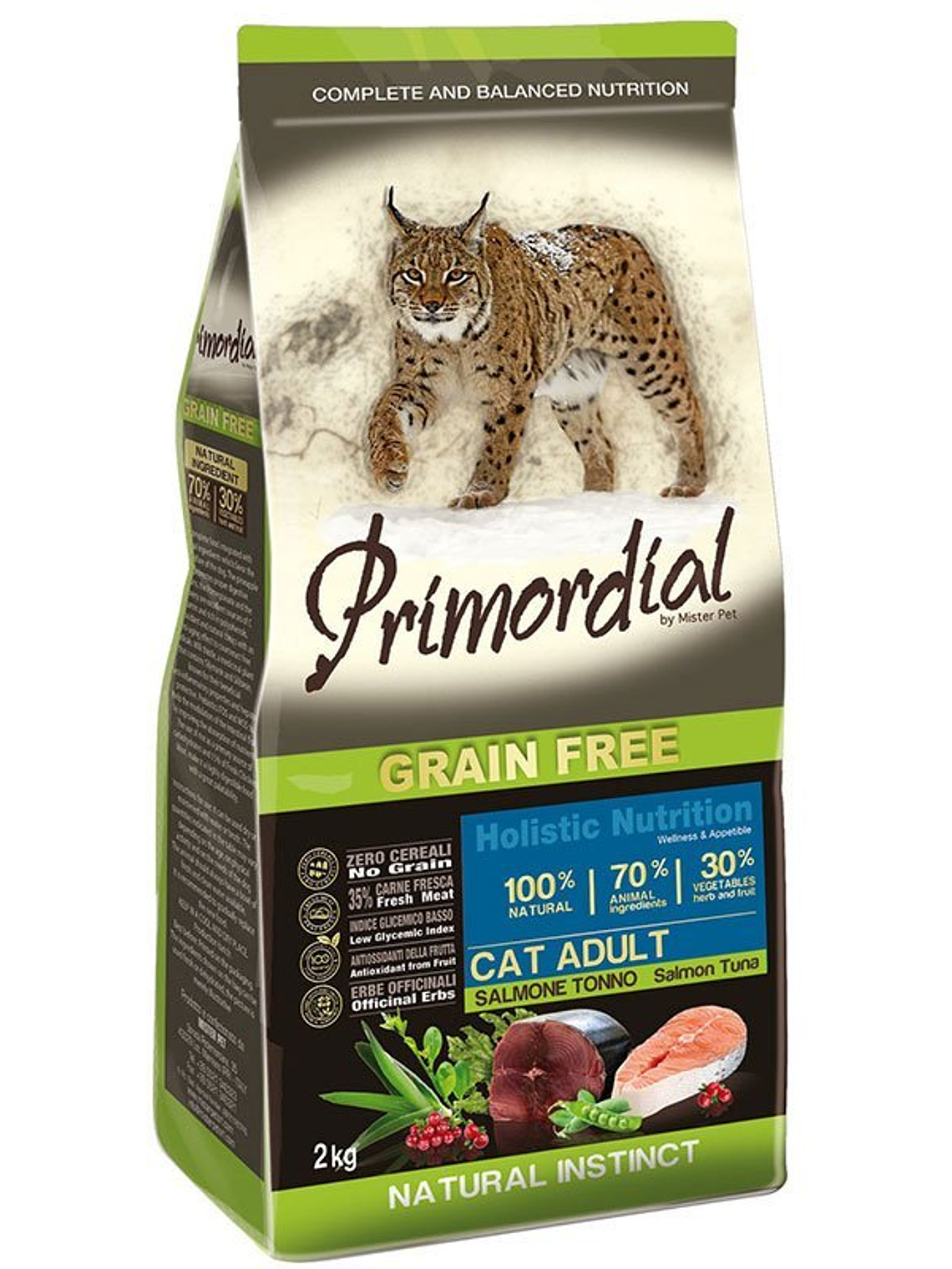 Primordial Sem Cereais Gato Adulto Salmão & Atum 2Kg 1