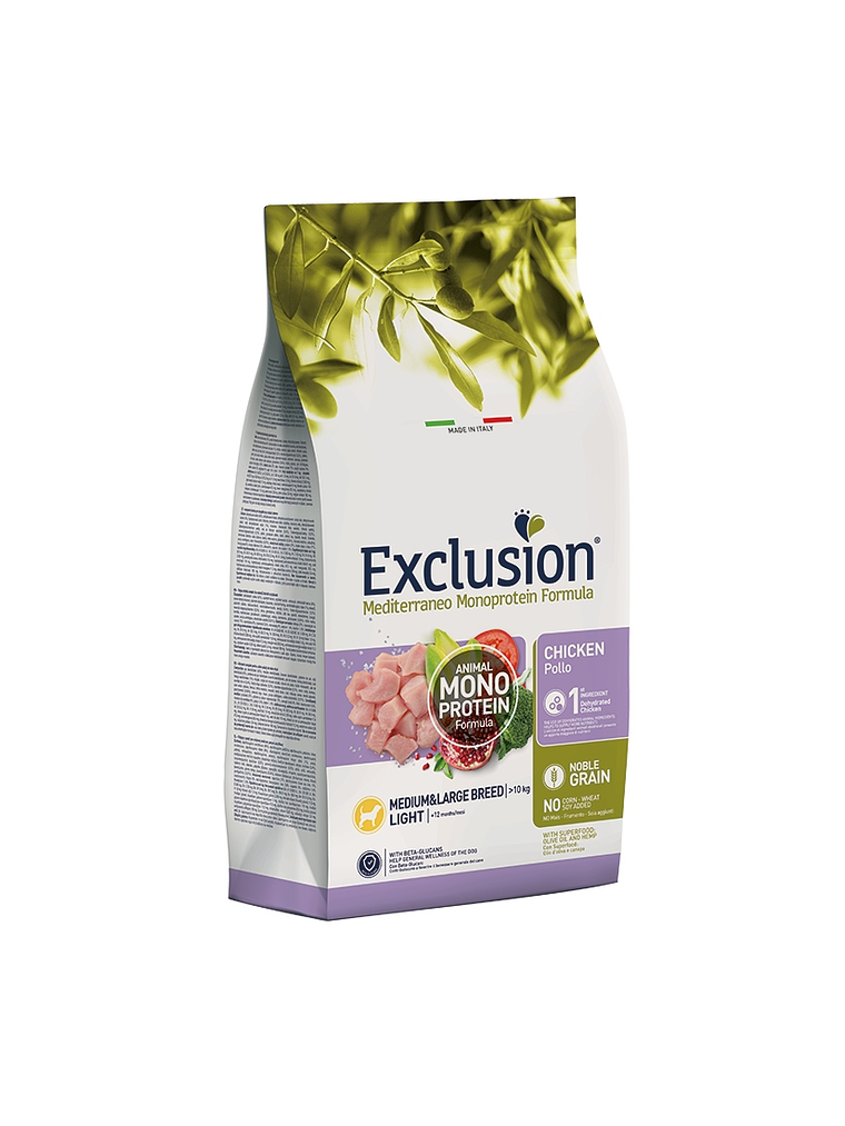 Exclusion Noble Grain Light Frango Média & Grande 12Kg 1