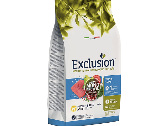 Exclusion Noble Grain Atum Adulto Médio 12Kg