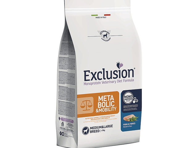 Exclusion Metabolic & Mobility Porco & Fibras Raça Média/Grande 12Kg