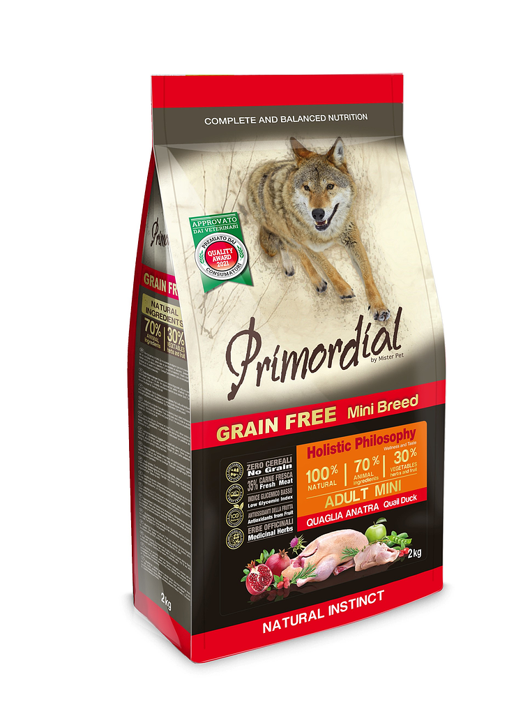 Primordial Cão Adulto Mini Codorniz & Pato 2Kg 1