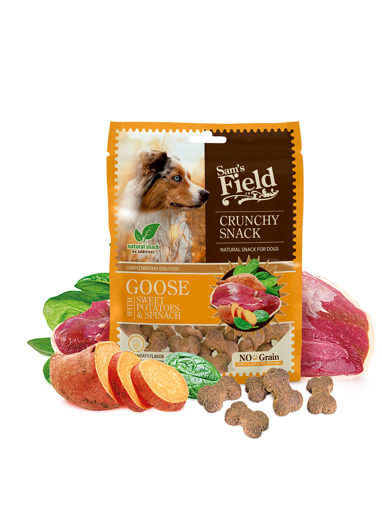 Sam´s Field Crunchy Snack Goose with sweet potatoes & spinach 200g 1