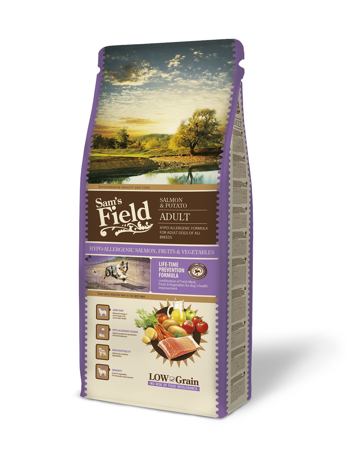 Sam's Field Low Grain Salmão & Batata Hipoalergénico 13Kg 1