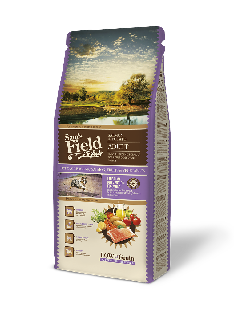 Sam's Field Low Grain Salmão & Batata Hipoalergénico 13Kg 1