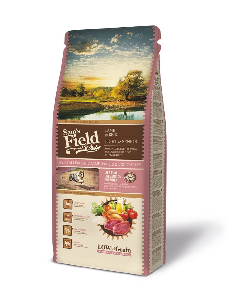 Sam's Field Hipoalergênico Borrego Light & Sénior 13Kg 1