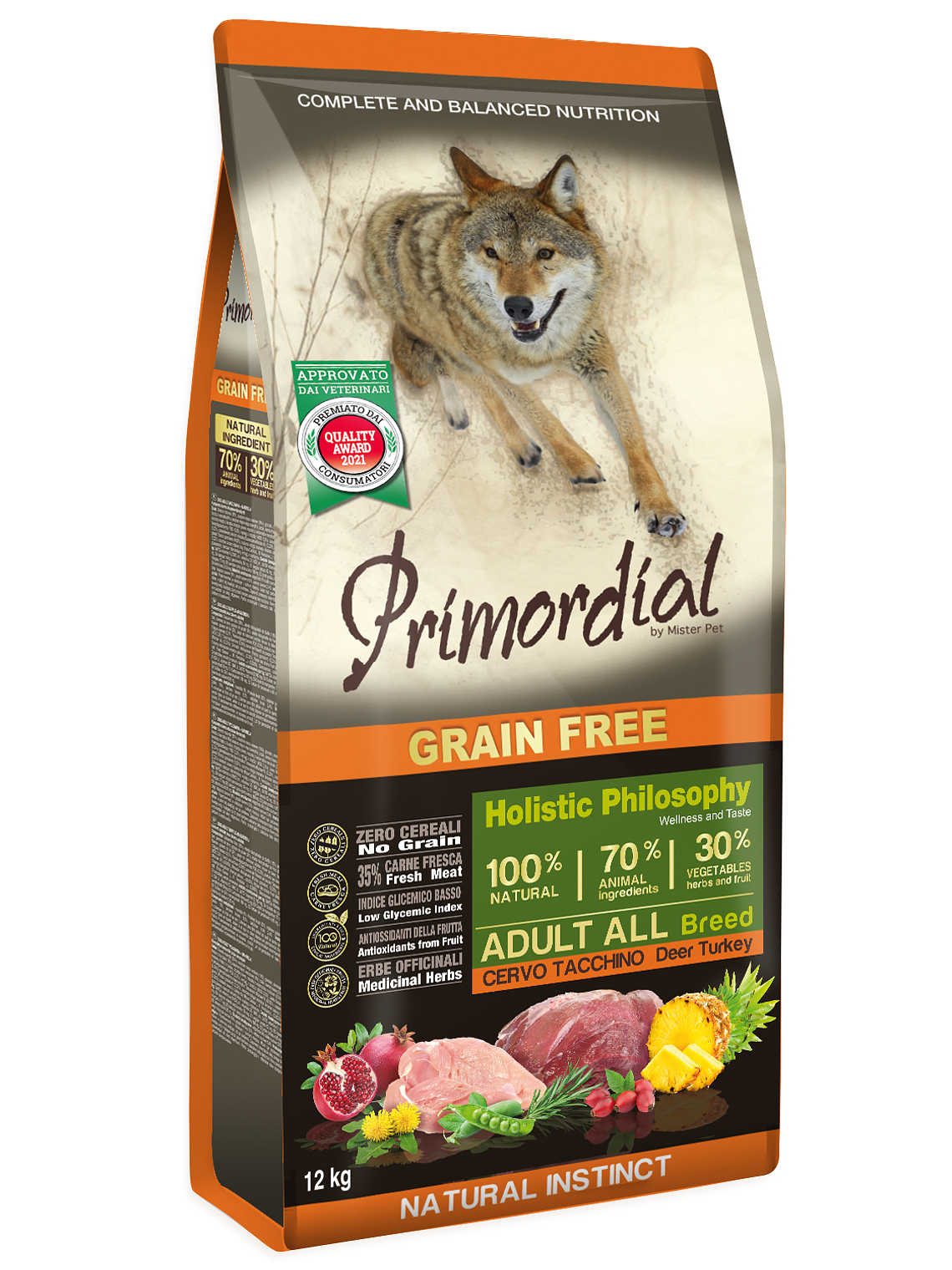 Primordial Sem Cereais Veado & Peru 12Kg  1