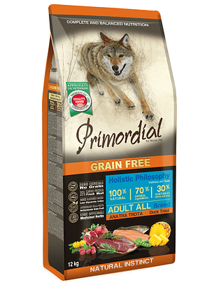 Primordial Sem Cereais Pato & Truta 12Kg