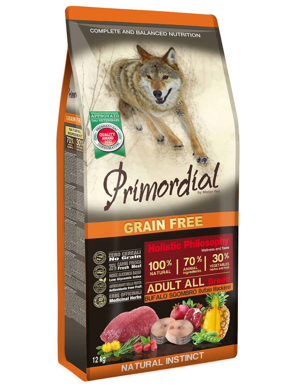 Primordial Sem Cereais Búfalo & Cavala 12Kg  1