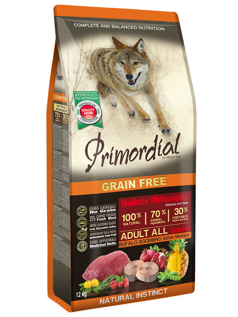 Primordial Sem Cereais Búfalo & Cavala 12Kg  1