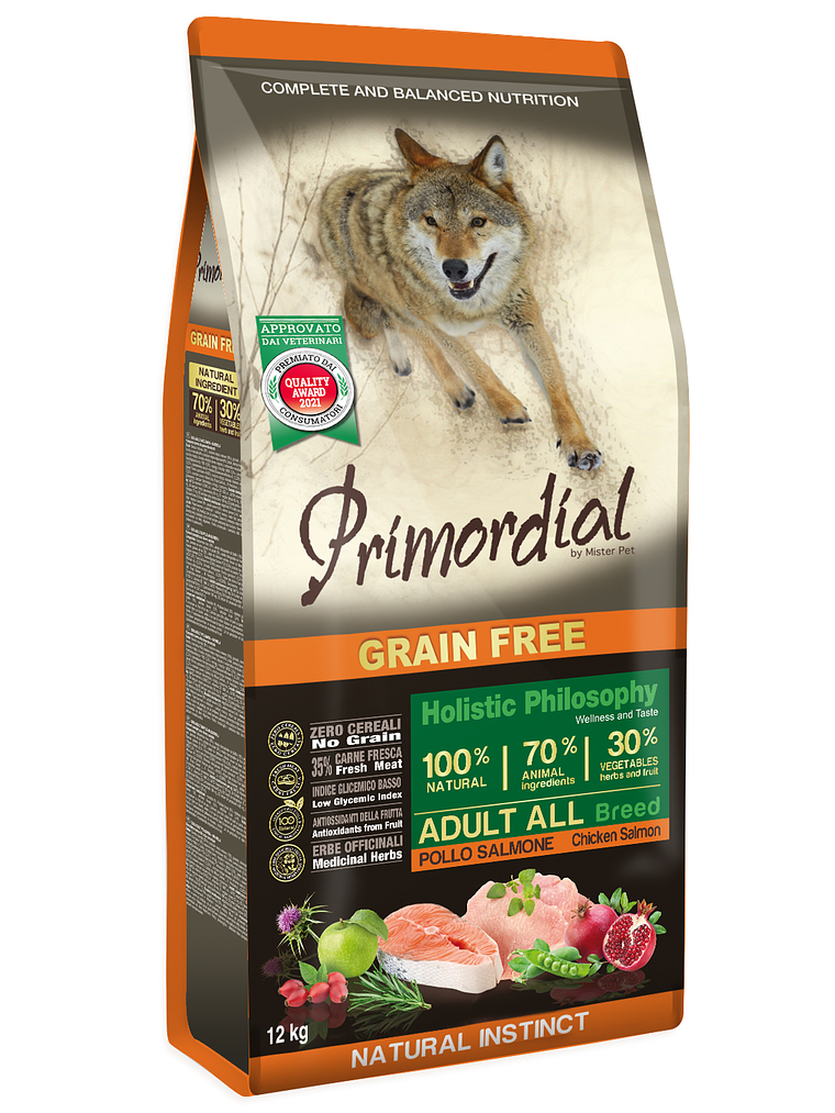 Primordial Sem Cereais Cão Adulto Frango & Salmão 12Kg 1