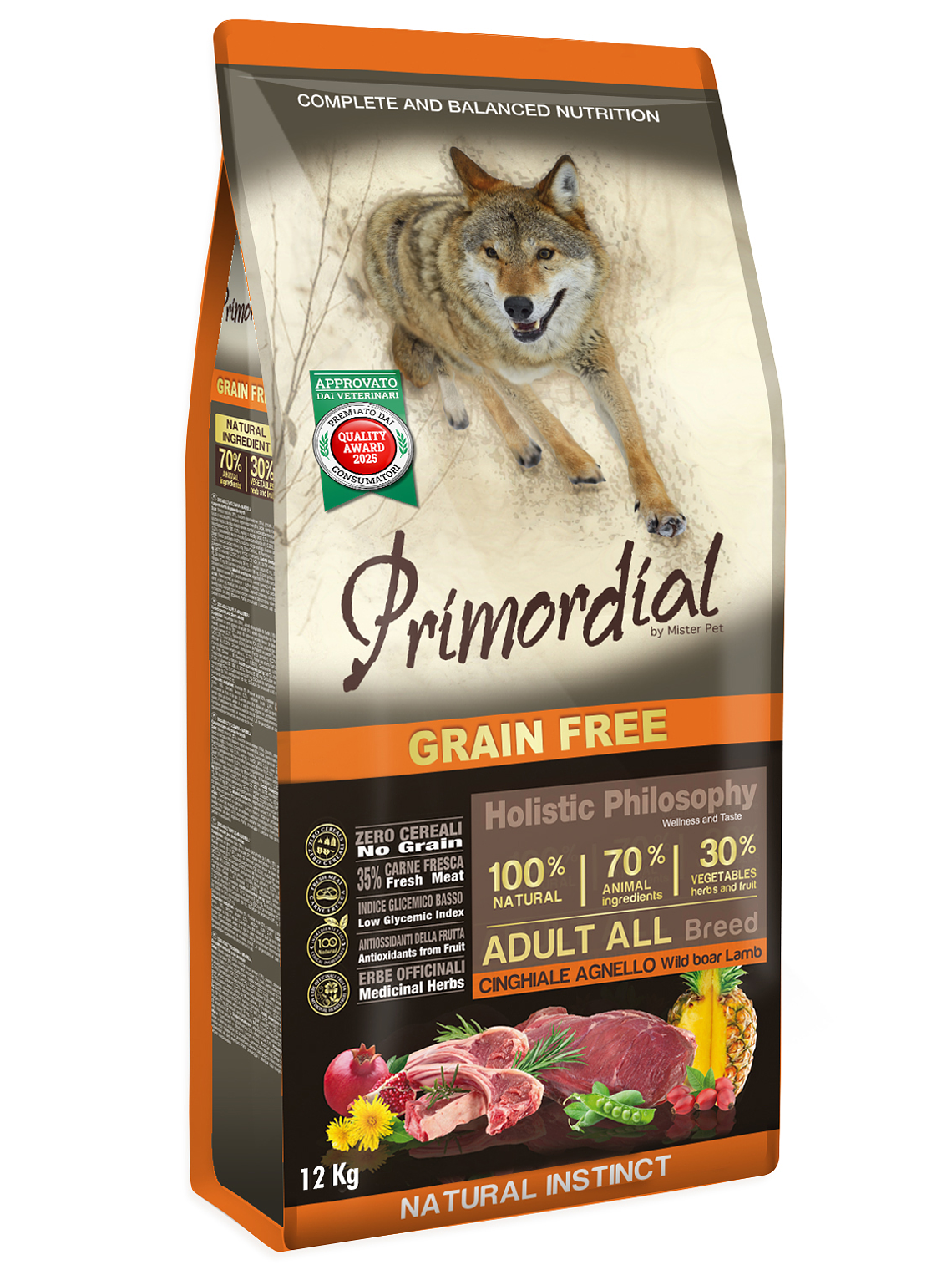 Primordial Sem Cereais Javali e Cordeiro 12Kg  1