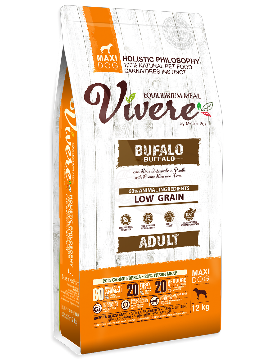 Vivere low-grain cão adulto maxi búfalo 12Kg 1