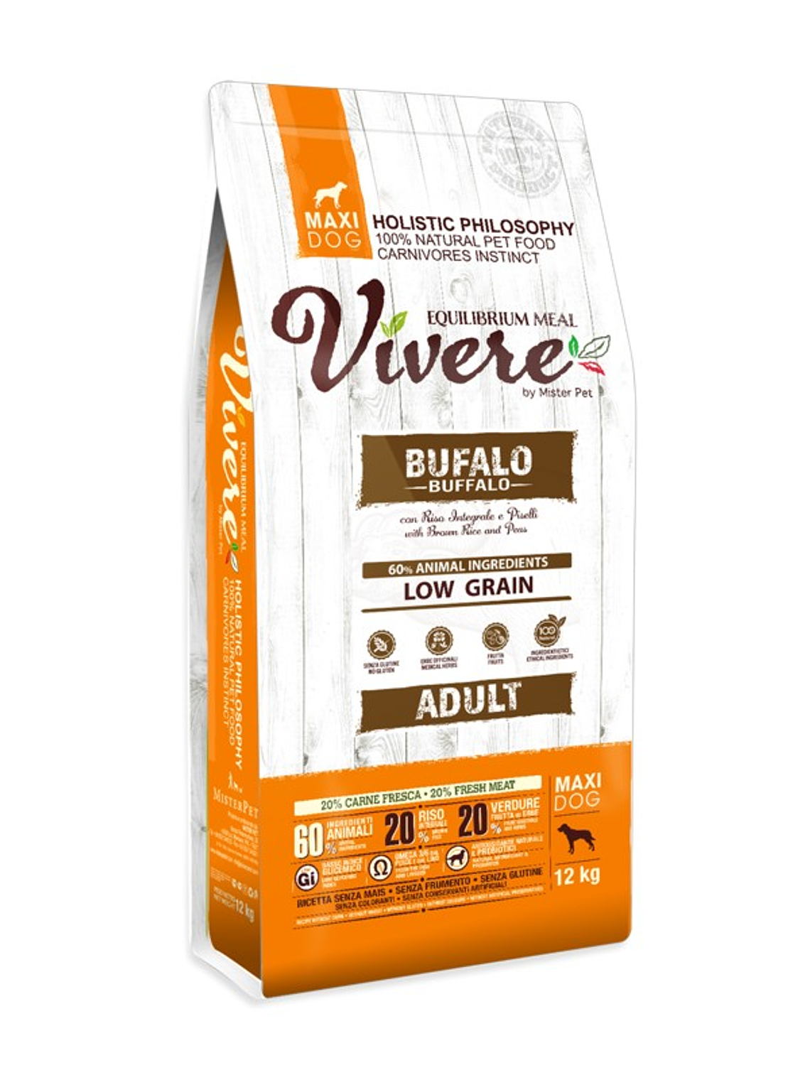 Vivere low grain cão adulto raça grande búfalo 12Kg 1