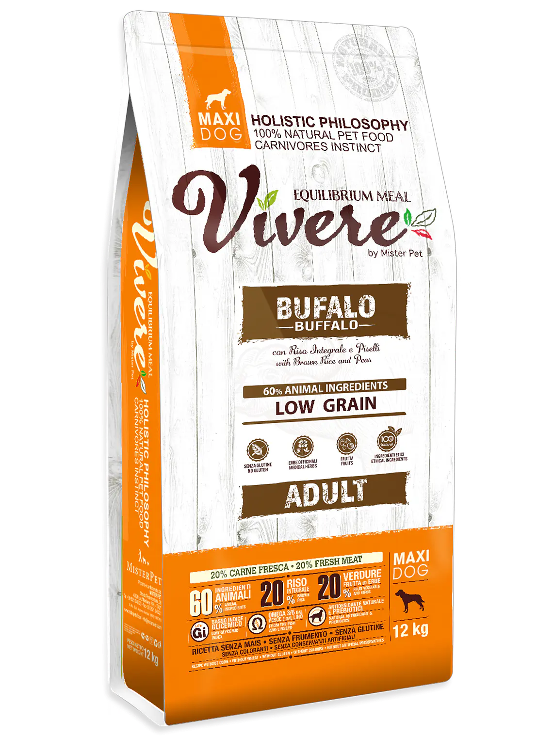 Vivere low grain cão adulto raça grande búfalo 12Kg 1