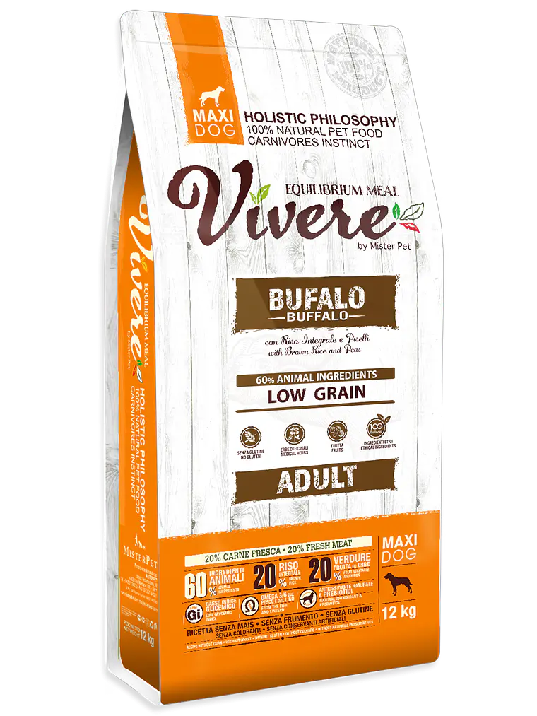 Vivere low grain cão adulto raça grande búfalo 12Kg 1
