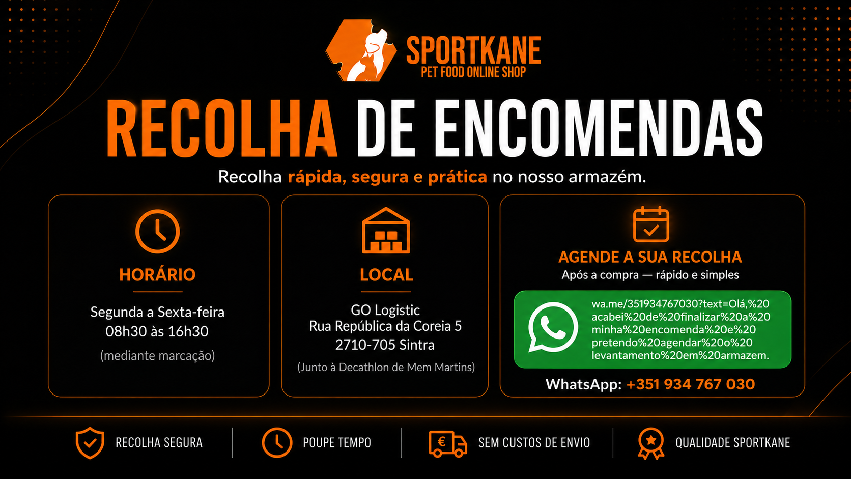 HORÁRIO RECOLHA ENCOMENDAS