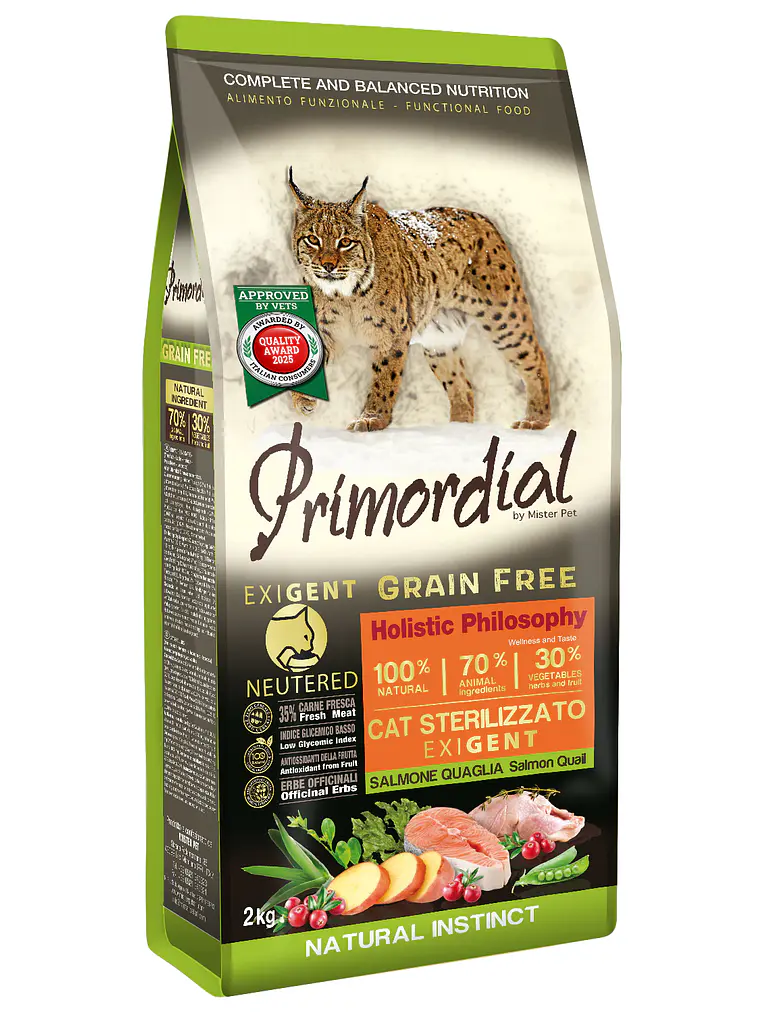 Pack Rotação Gato Esterilizado 8kg — Primordial Salmão & Codorniz + Skin & Coat 2