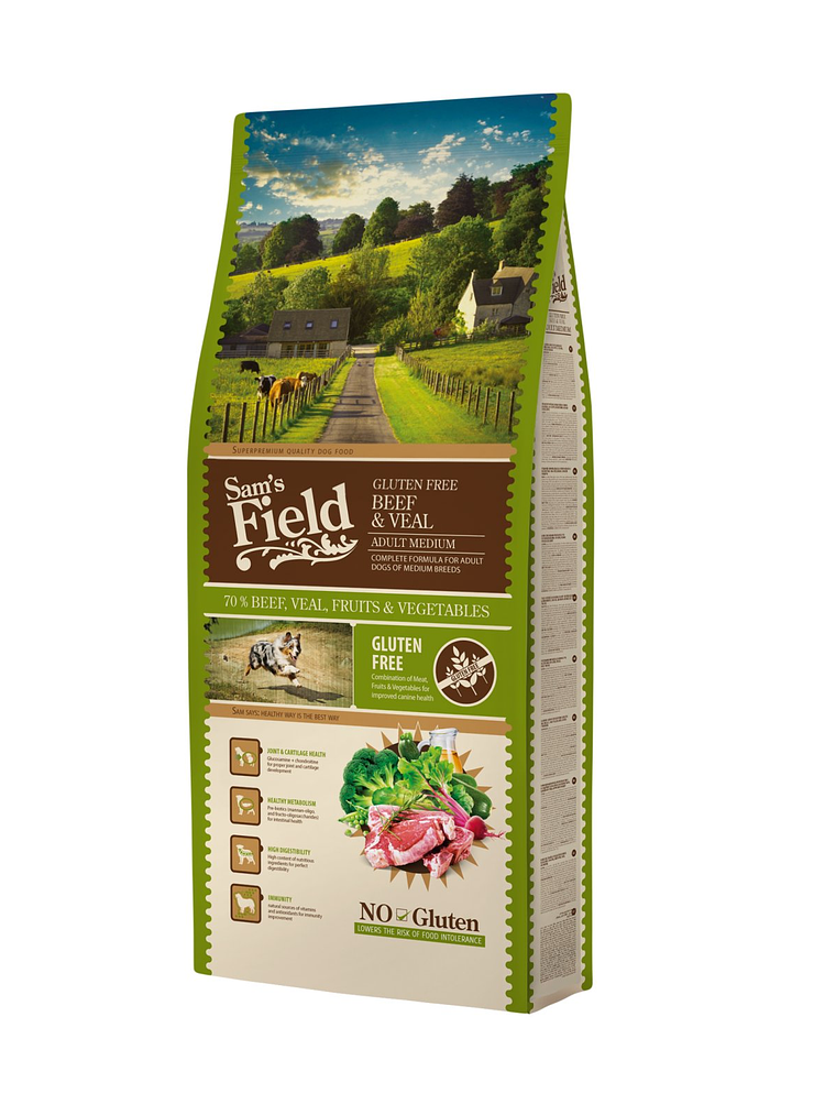 Sam's Field Glúten Free Bovino & Vitela Adulto Médio 13Kg 1