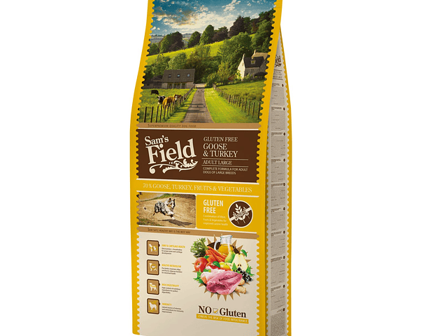 Sam's Field Gluten Free Ganso & Perú Adulto Raça Grande 13Kg