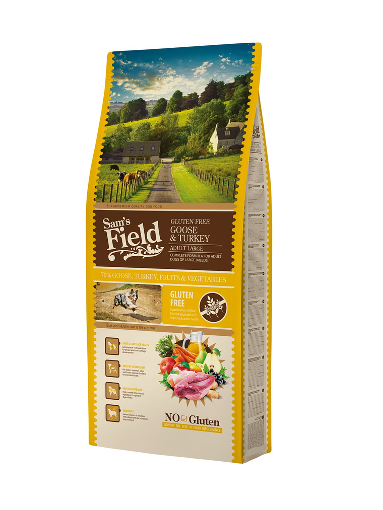 Sam's Field Glúten Free Ganso & Perú Adulto Raça Grande 13Kg 1