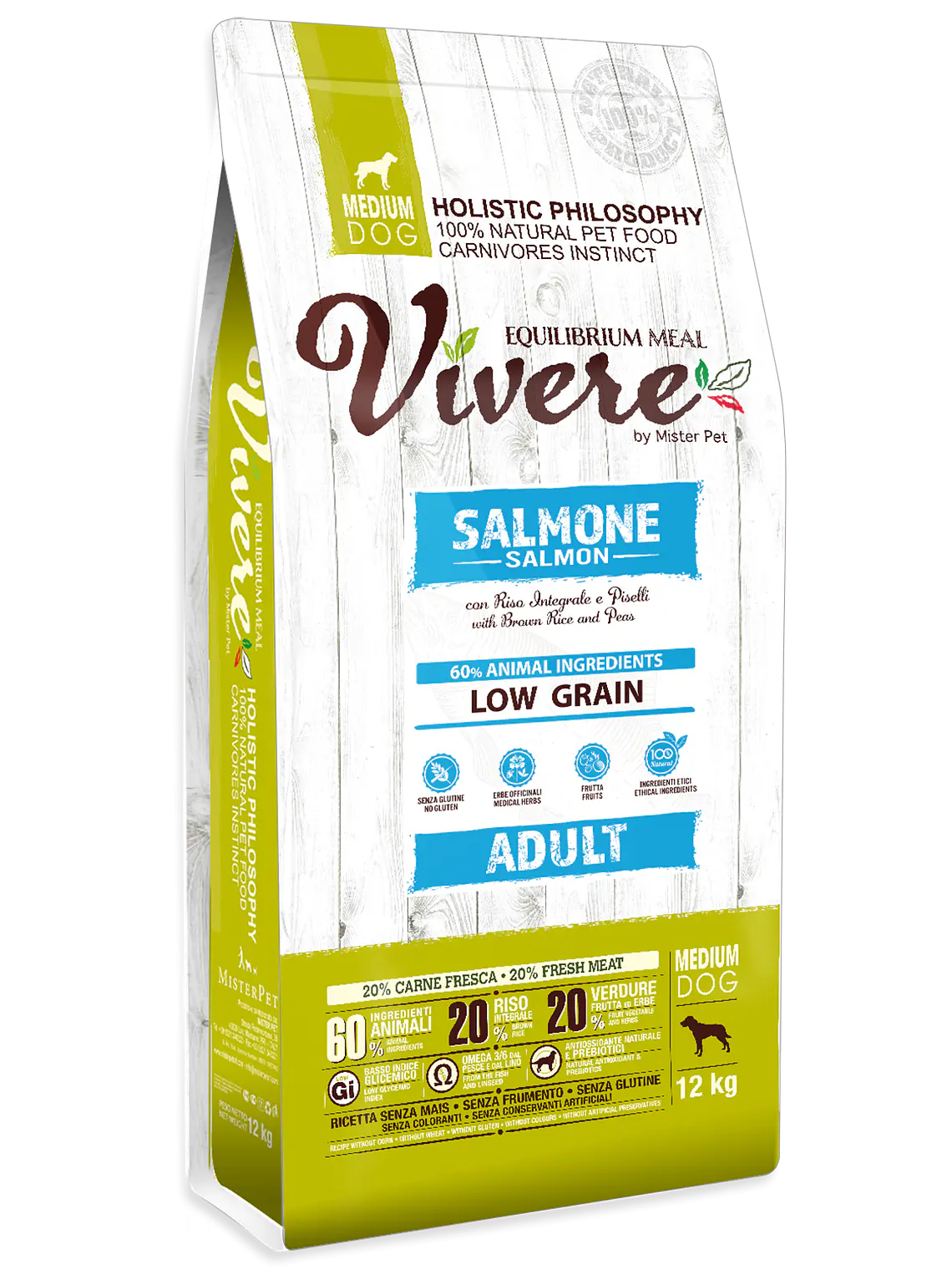 Vivere Low Grain Salmão Médio Adulto 12Kg - Pack 2 Unidades 1