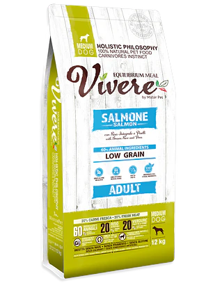 Vivere Low Grain Salmão Médio Adulto 12Kg - Pack 2 Unidades