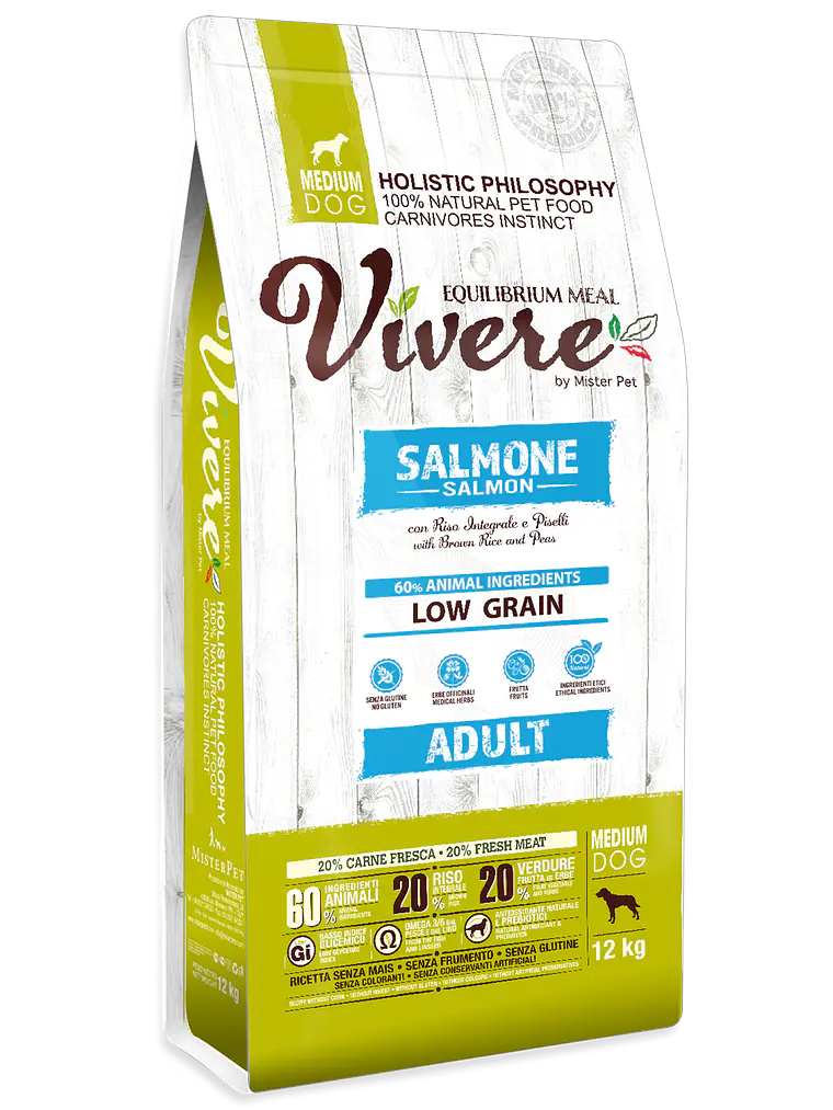 Vivere Low Grain Salmão Médio Adulto 12Kg - Pack 2 Unidades 1