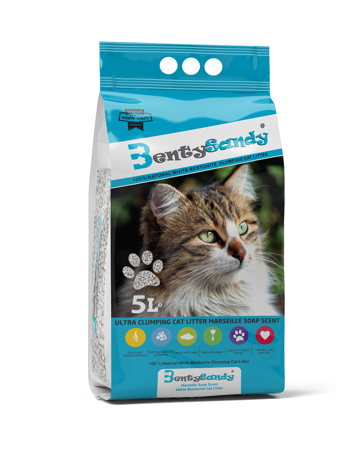 Benty Sandy Areia Aglomerante Sabão Marselha para Gato 5lt 1