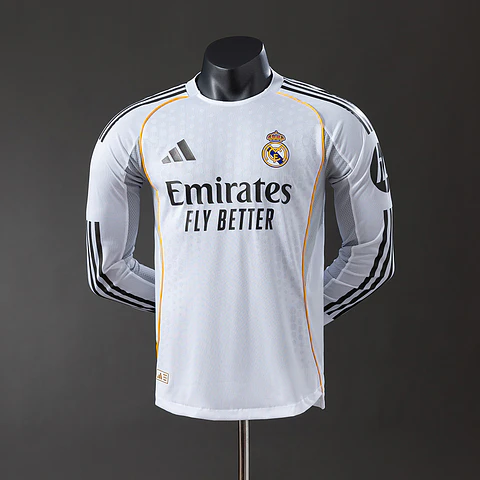 2025-26 Real Madrid Home Long Sleeve Player Edition Jersey