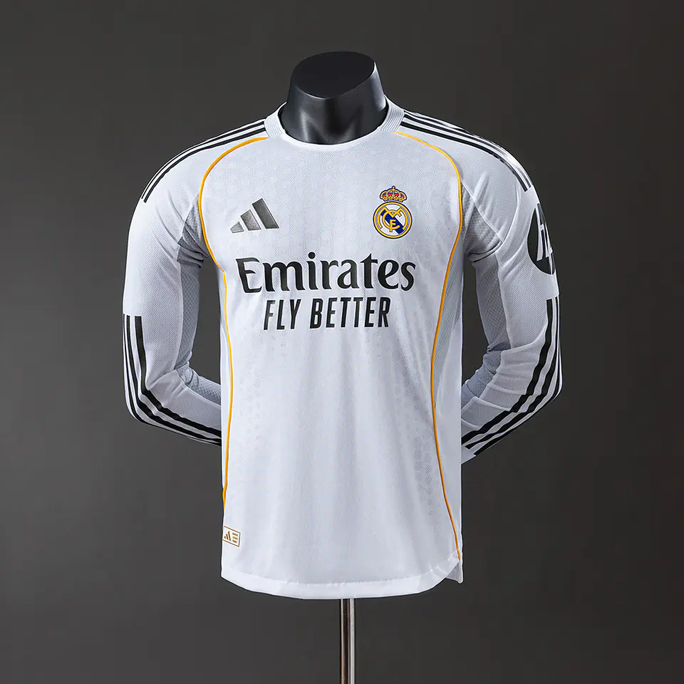 2025-26 Real Madrid Home Long Sleeve Player Edition Jersey 1