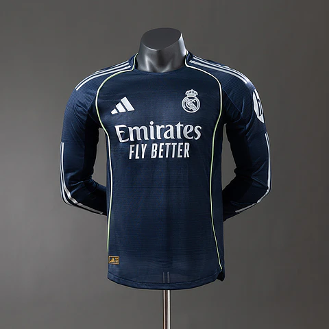 2025-26 Real Madrid Away Long Sleeve Player Edition Jersey