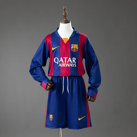 2014-15 Barcelona Home Long Sleeve Kids Kit