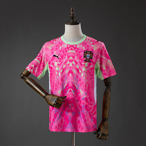 2026 Portugal Pink/Yellow Goalkeeper Jersey