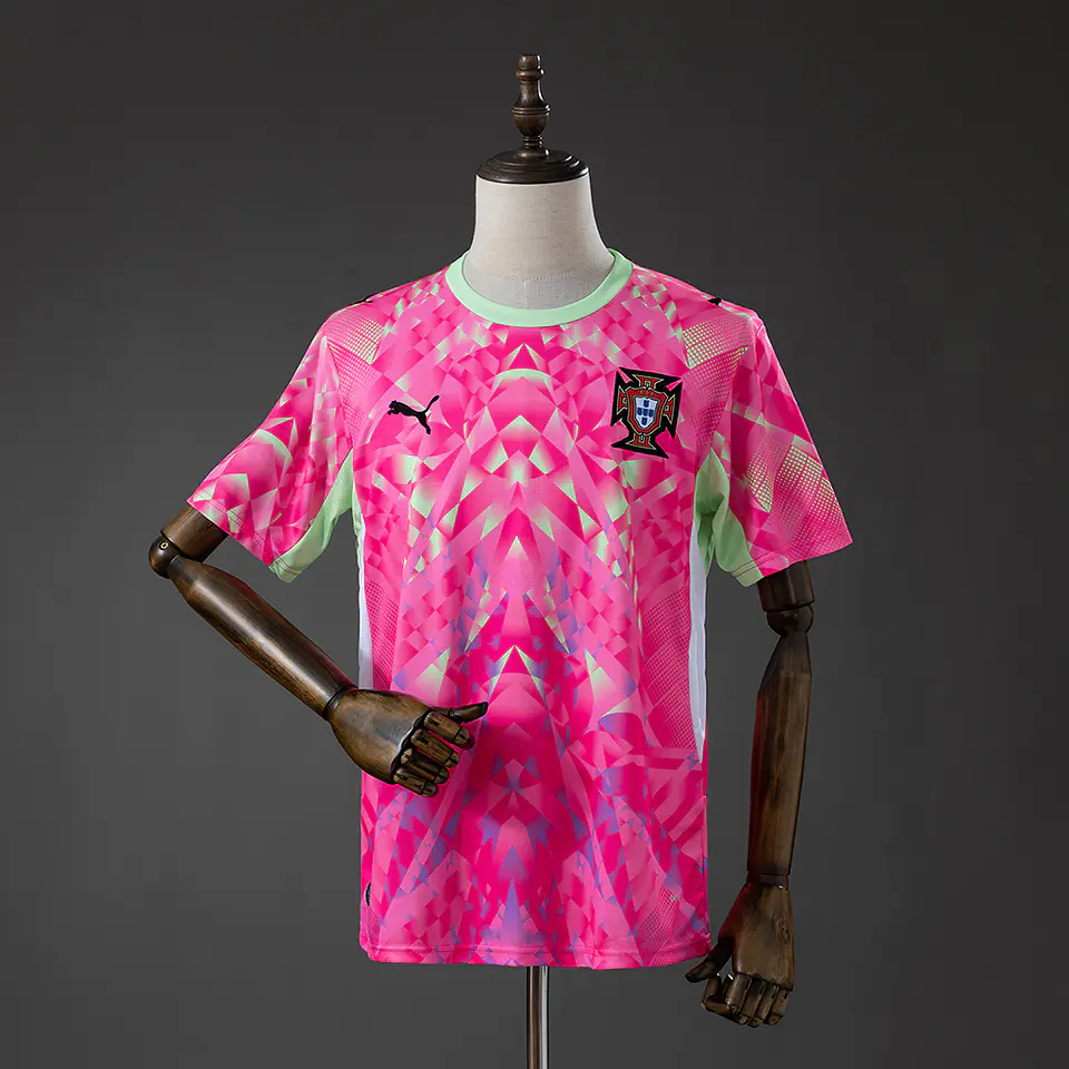 2026 Portugal Pink/Yellow Goalkeeper Jersey 1