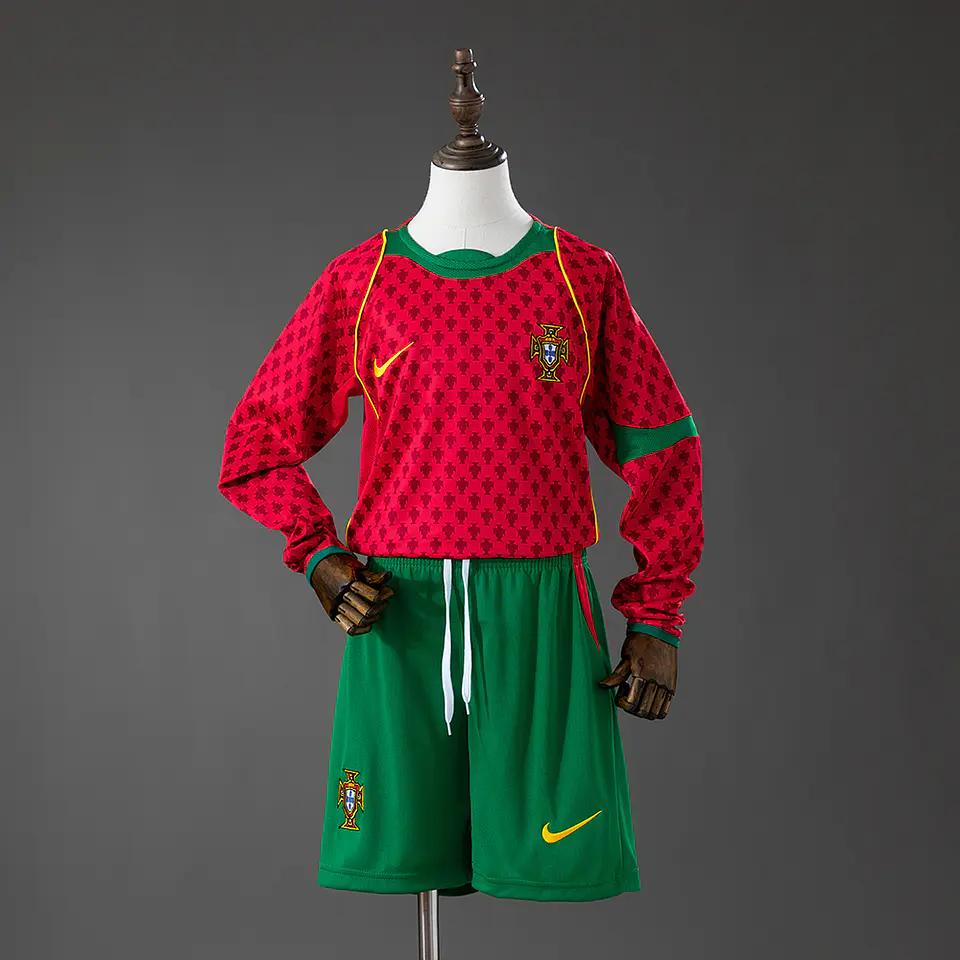 2004 Portugal Home Long Sleeve Kids Kit 1