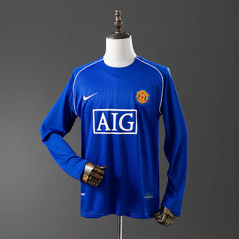 2007-08 Manchester United Blue Goalkeeper Long Sleeve Jersey